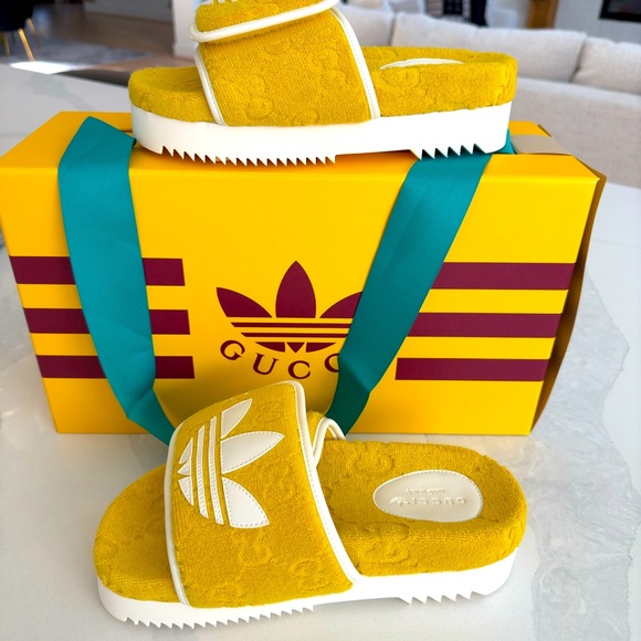 NIB GUCCI x ADIDAS SANDALS SLIDES MAGIC SPONGE GG DEMETRA SIZE 35, 37and39Ladies - Picture 7 of 9